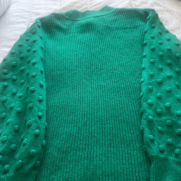 CeCe green puff sleeve bobble ribbed sweater, size small - Picture 5 of 6